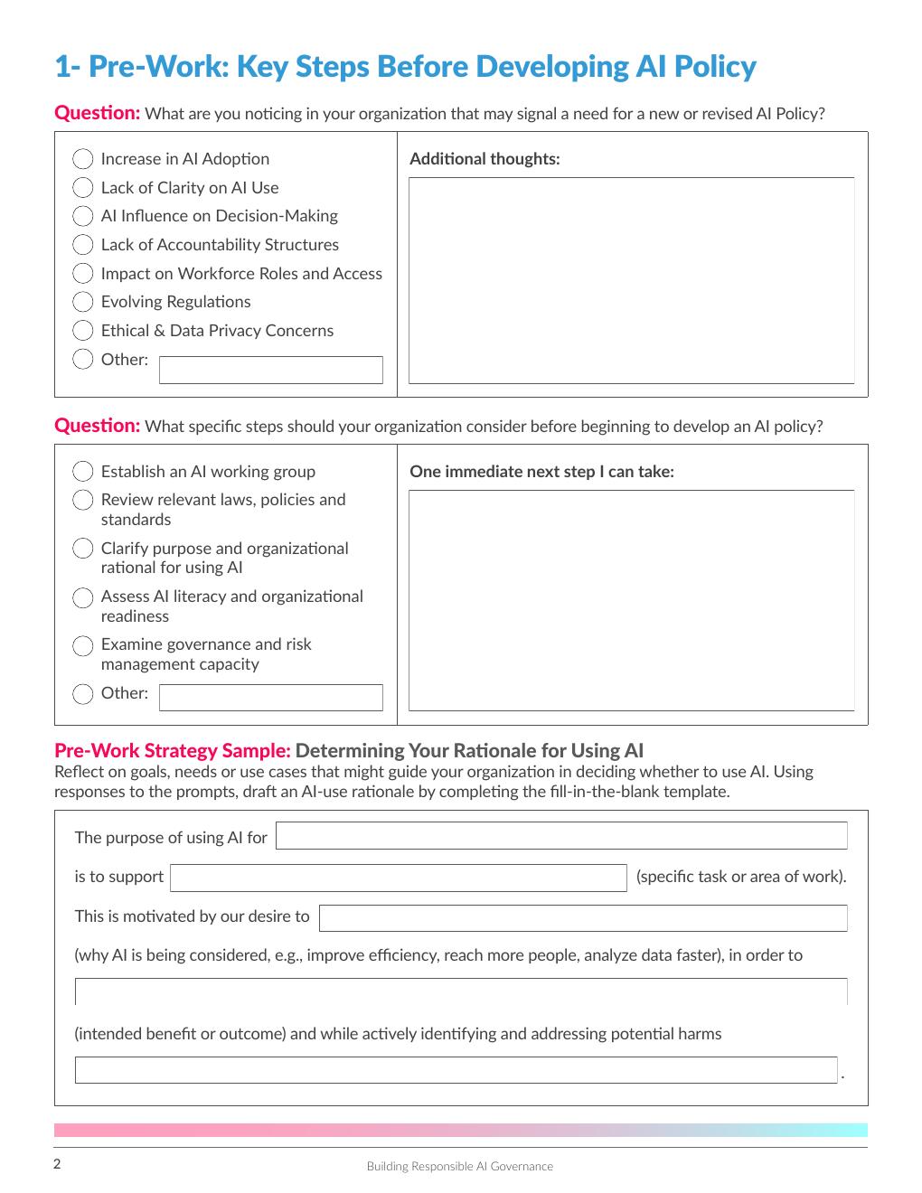 AI policy readiness pre-work worksheet
