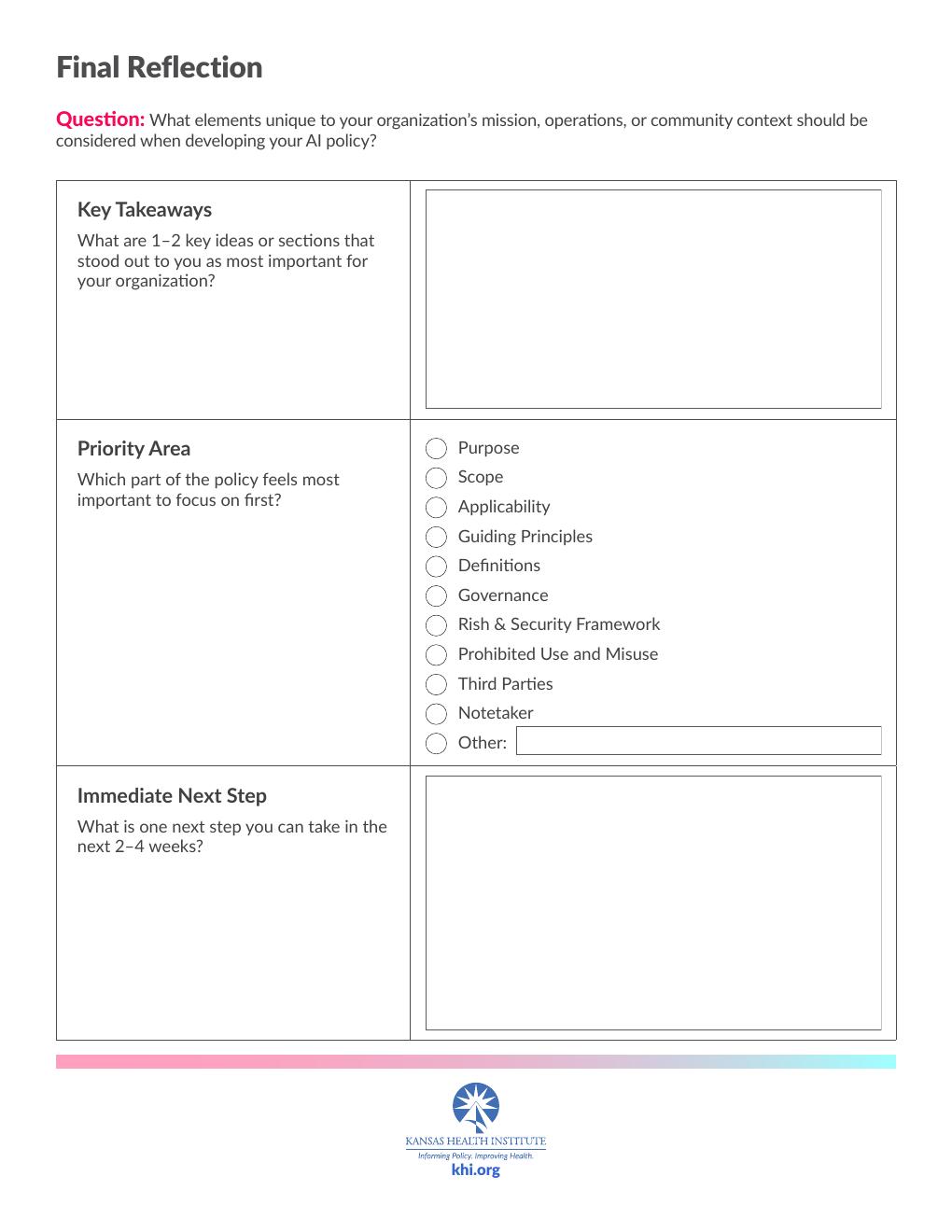 AI policy final-reflection worksheet