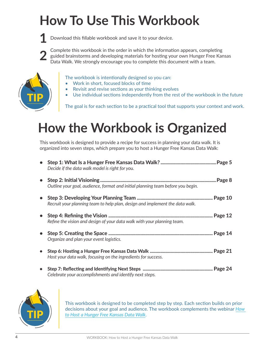 Data Walk workbook planning page