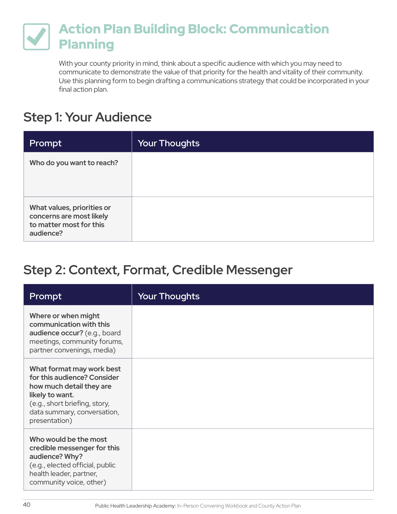 Shared public health value proposition worksheet